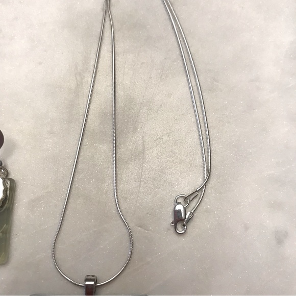Silver and glass geometric print necklace and earring set - Picture 7 of 12